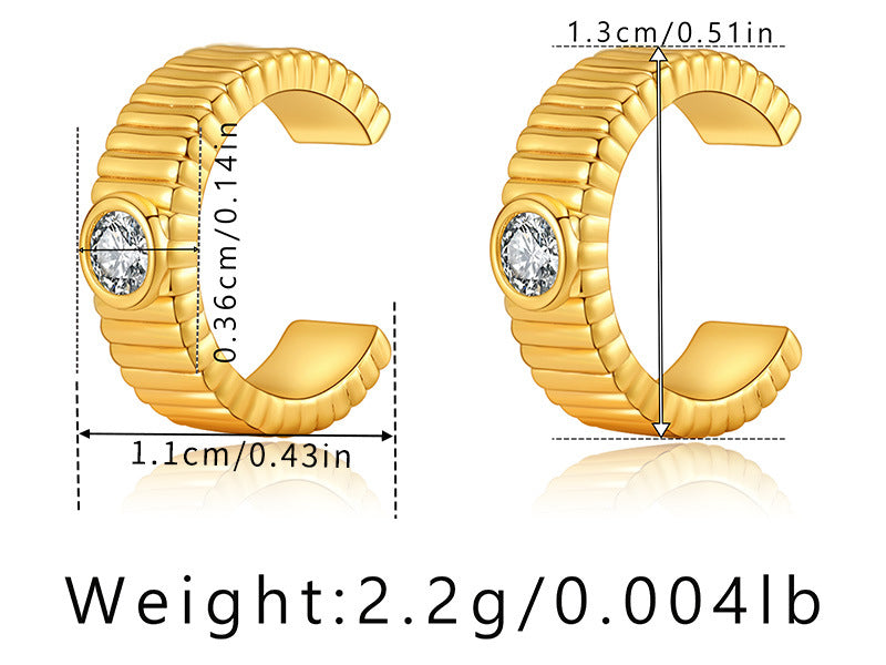 Elegant Butterfly Zircon 18k Gold Plated Copper Ear Cuffs