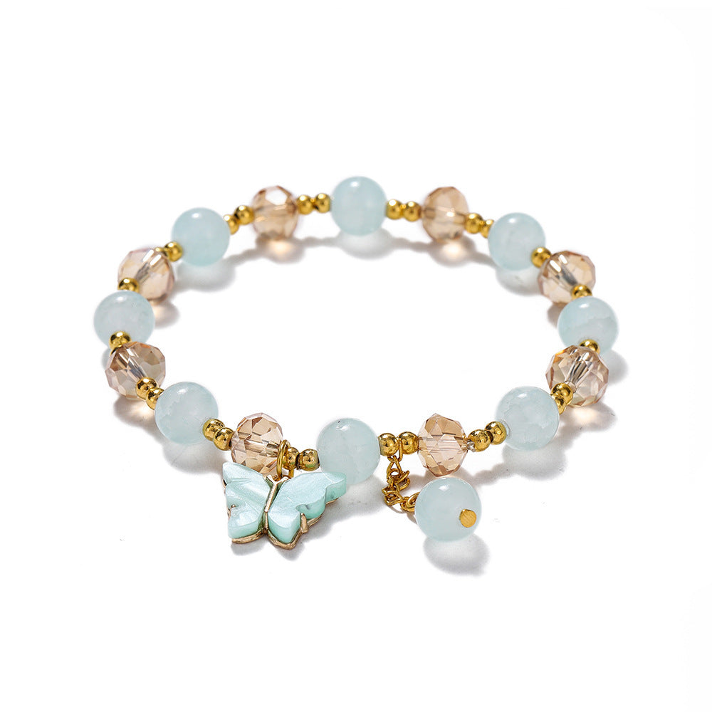 Cartoon Rhombus Butterfly Crystal Beaded Bracelet for Women and Kids