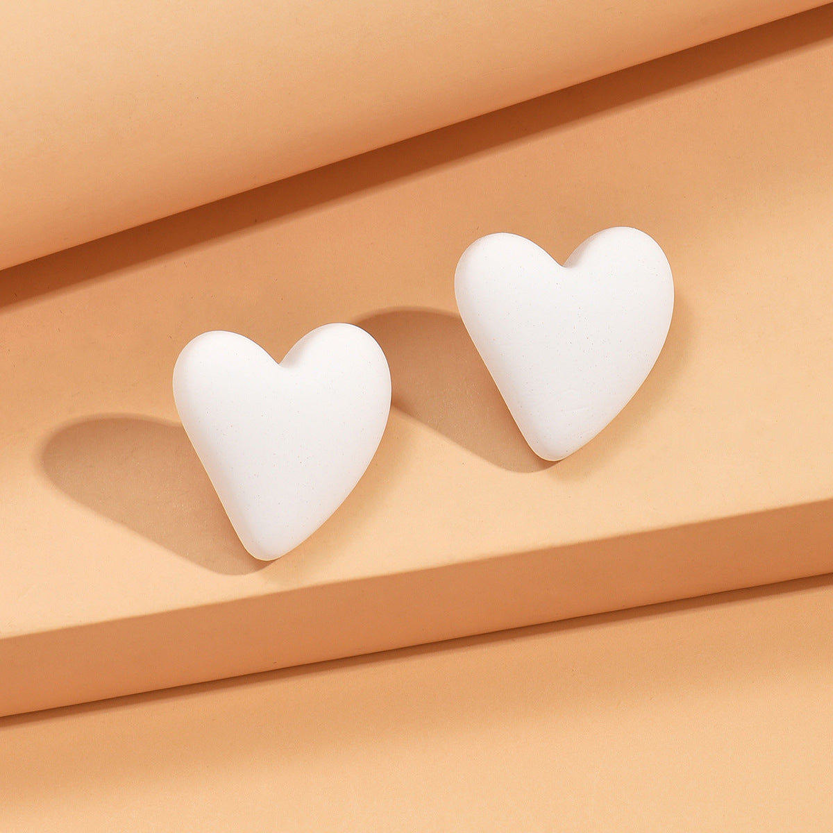 1 Pair Heart Shape Acrylic Stud Earrings - Valentine's Day Collection