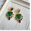 Chinoiserie Vintage Heart Shape Multicolor Gemstone Glass Women's Earrings