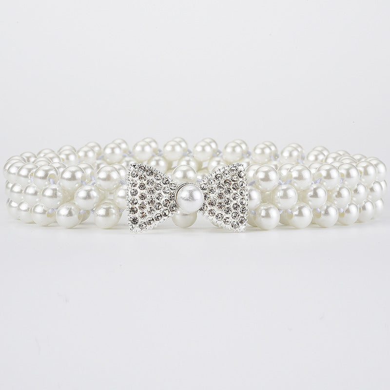 Elegant Vintage White Pearl Women's Chain Belt