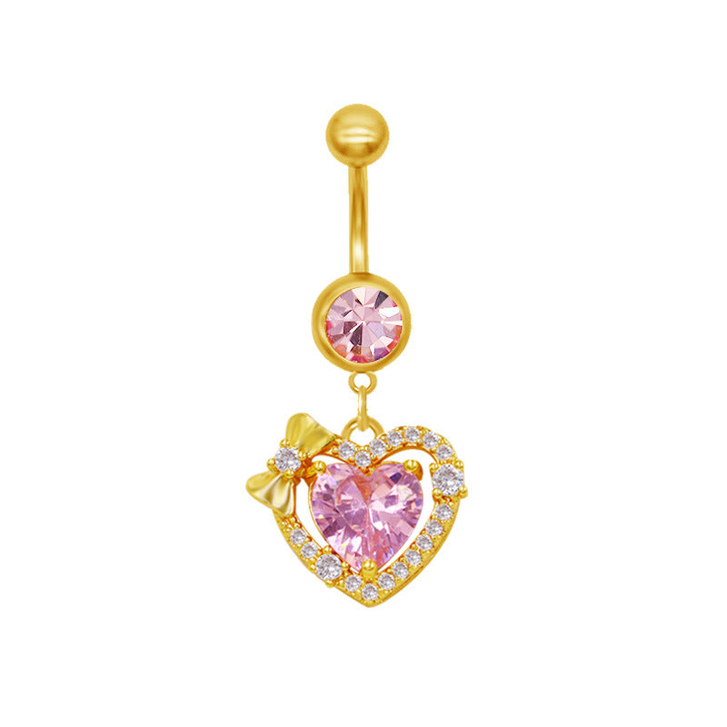 Elegant Sun & Moon Butterfly Belly Ring - 316 Stainless Steel with Rhinestones and Gold Plating