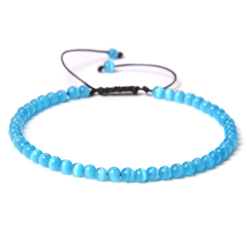 Natural Stone Beaded Bracelet with 4mm Agate Gemstone Beads