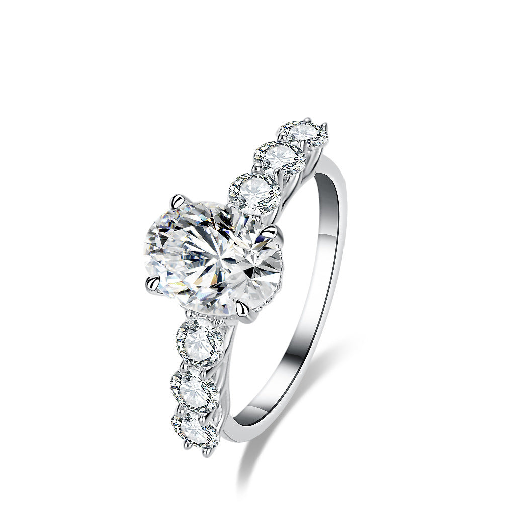 Oval Moissanite Ring in Sterling Silver 2 Carat