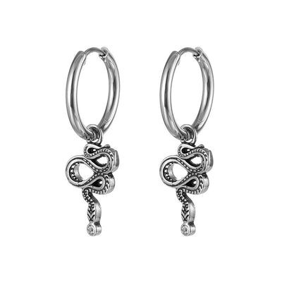 Hip-hop Snake Stainless Steel Men's Hoop Earrings with Creative Animal Design