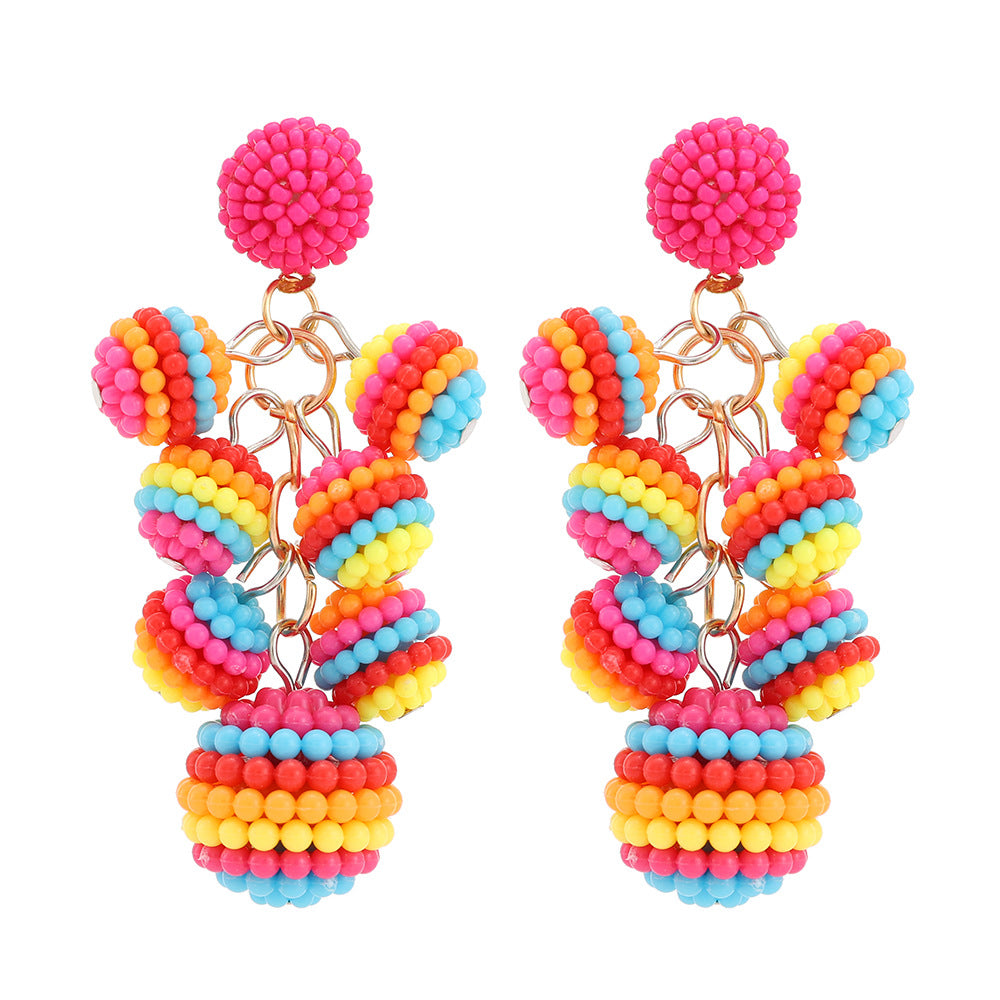 Bohemian Beaded Tassel Drop Earrings for Women