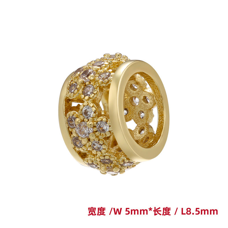 1 Piece Copper 18k Gold Plated Geometric Flower Bead Spacer with Artificial Gemstones