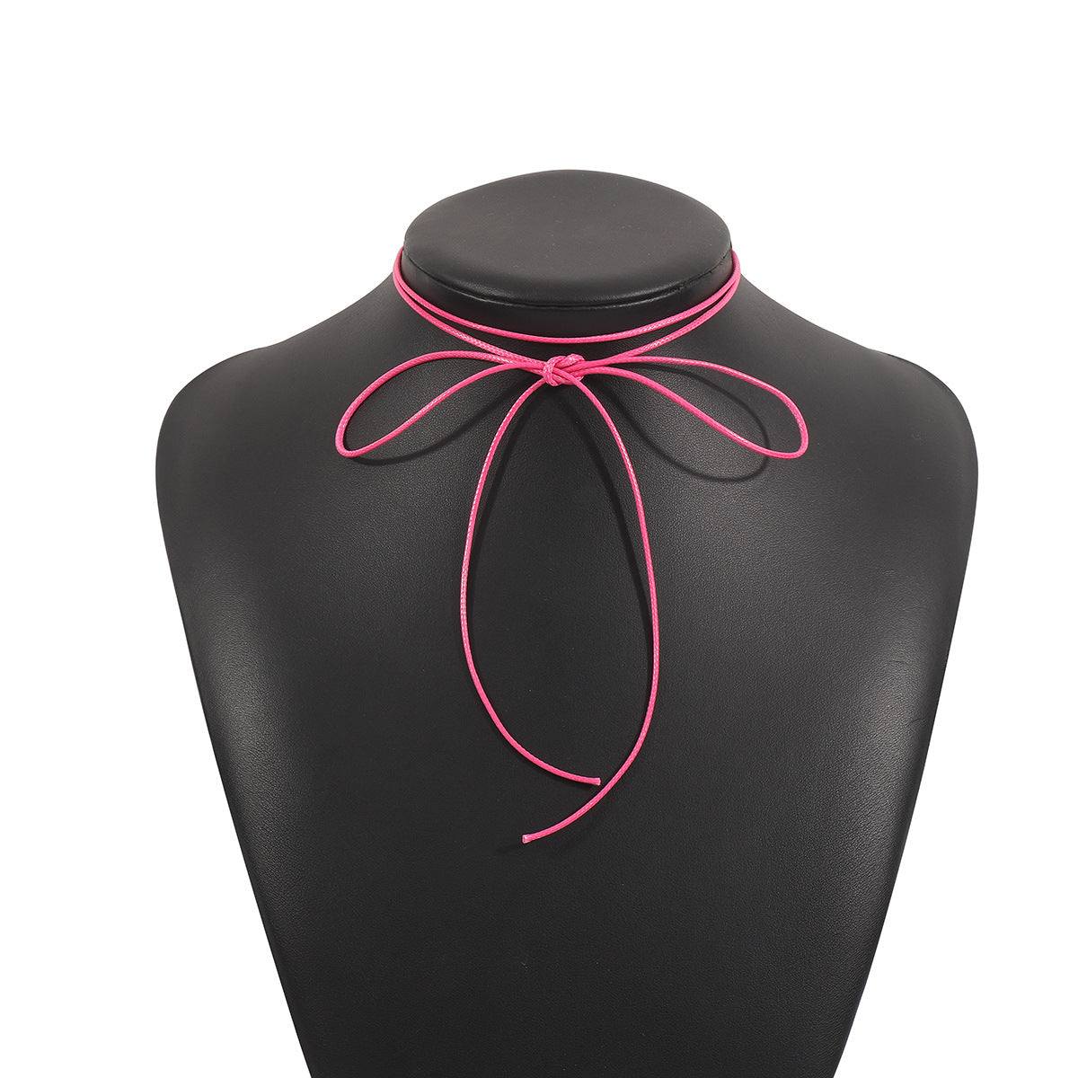 Sweet Artistic Candy Color Bow Knot Wax Line Choker Necklace