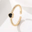 Simple Heart Shape Zircon Open Ring in 18k Gold Plated Copper