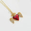 14K Gold Plated Enamel Heart Wings Zircon Pendant Necklace