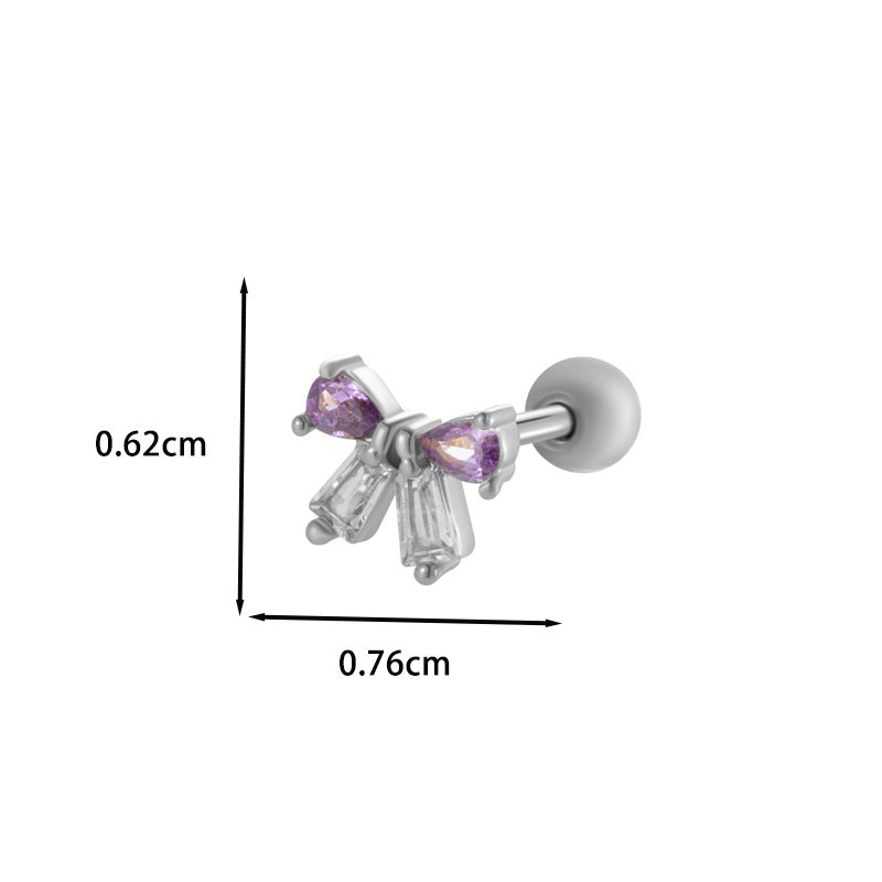 Butterfly Heart Zircon Stainless Steel Cartilage Earrings