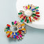 Retro European Alloy Inlaid Colorful Rhinestone Sunflower Earrings for Women