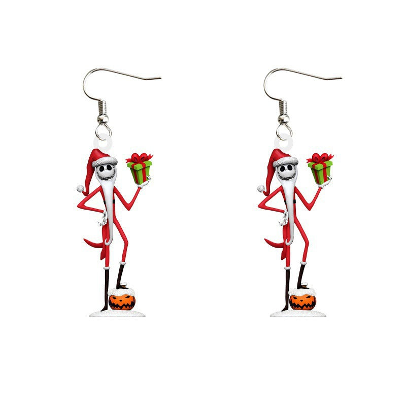 1 Pair Grinch Cartoon Character Acrylic Drop Earrings for Christmas Holiday