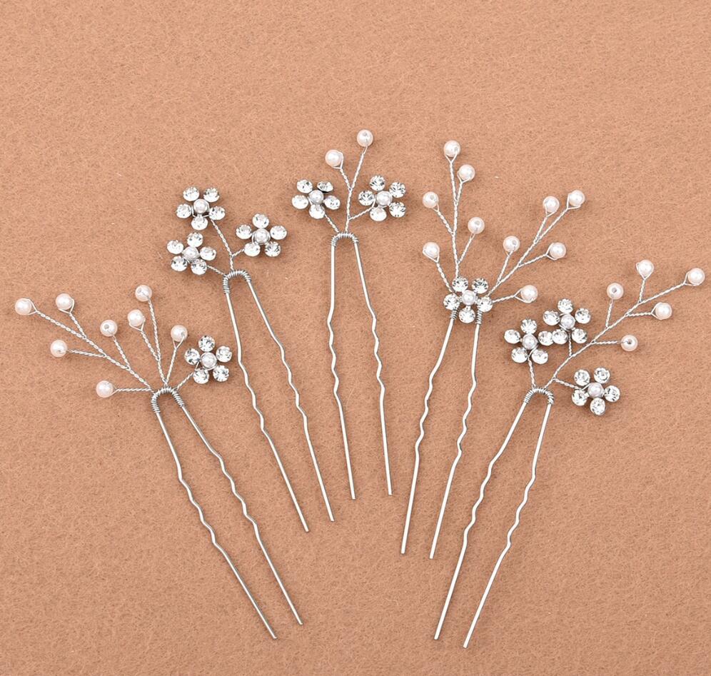 Women's Elegant Bridal Rhinestone Flower Hairpin Accessory