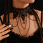 Gothic Rose Wings Lace Tassel Choker Necklace