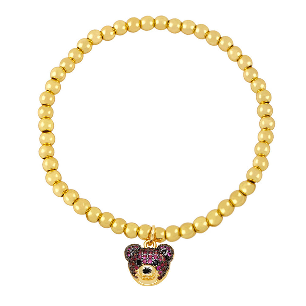 Sweet Bear 18K Gold Plated Stainless Steel Beaded Bracelet