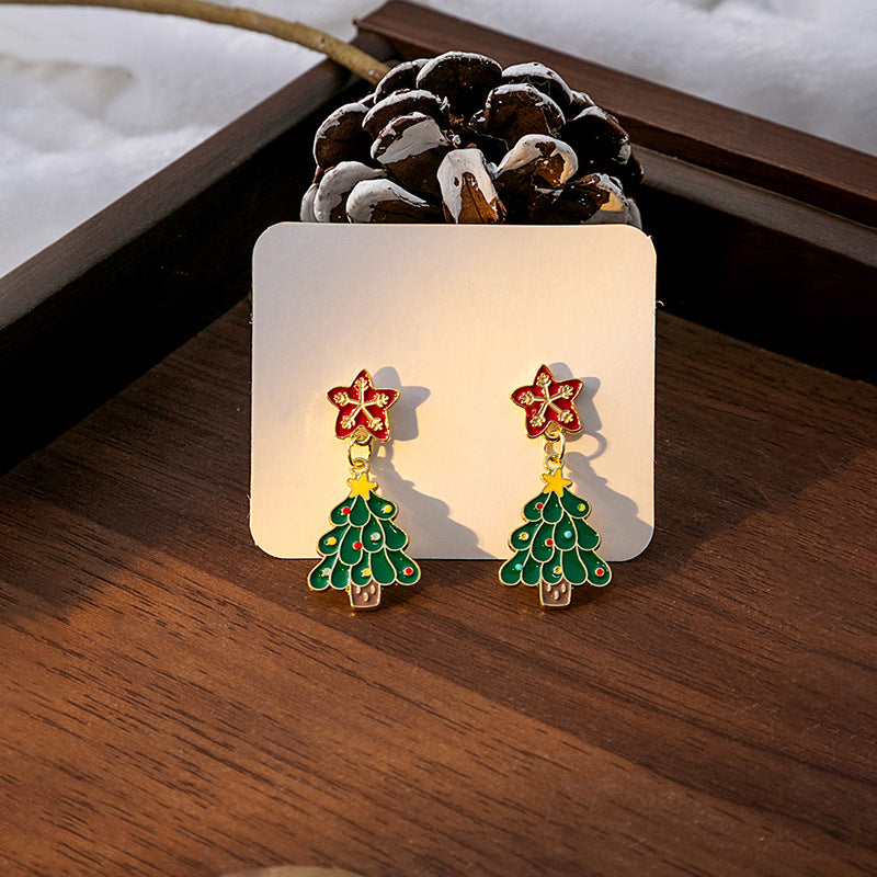 1 Pair Cute Christmas House Christmas Tree Snowflake Plating Alloy Drop Earrings