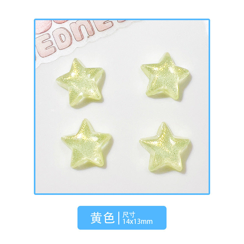 10 PCS/Package 14*13MM Iridescent Star Resin DIY Accessories for Phone Cases and Bracelets