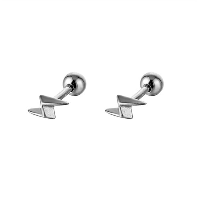 Fashion Punk Lightning Bolt Stainless Steel Ear Studs