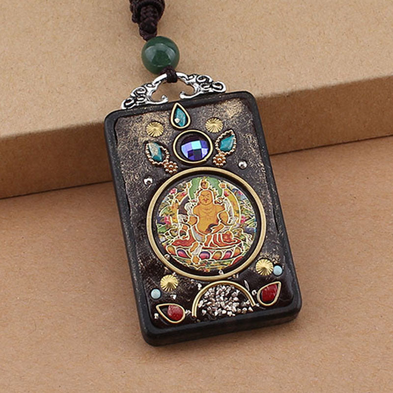 Ethnic Style Square Alloy Wood Unisex Pendant Necklace 1 Piece