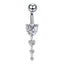 Streetwear Owl & Butterfly Zircon Inlay Stainless Steel Belly Ring