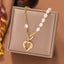 Simple Style Heart Shape Imitation Pearl Titanium Steel Beaded Plating Pendant Necklace