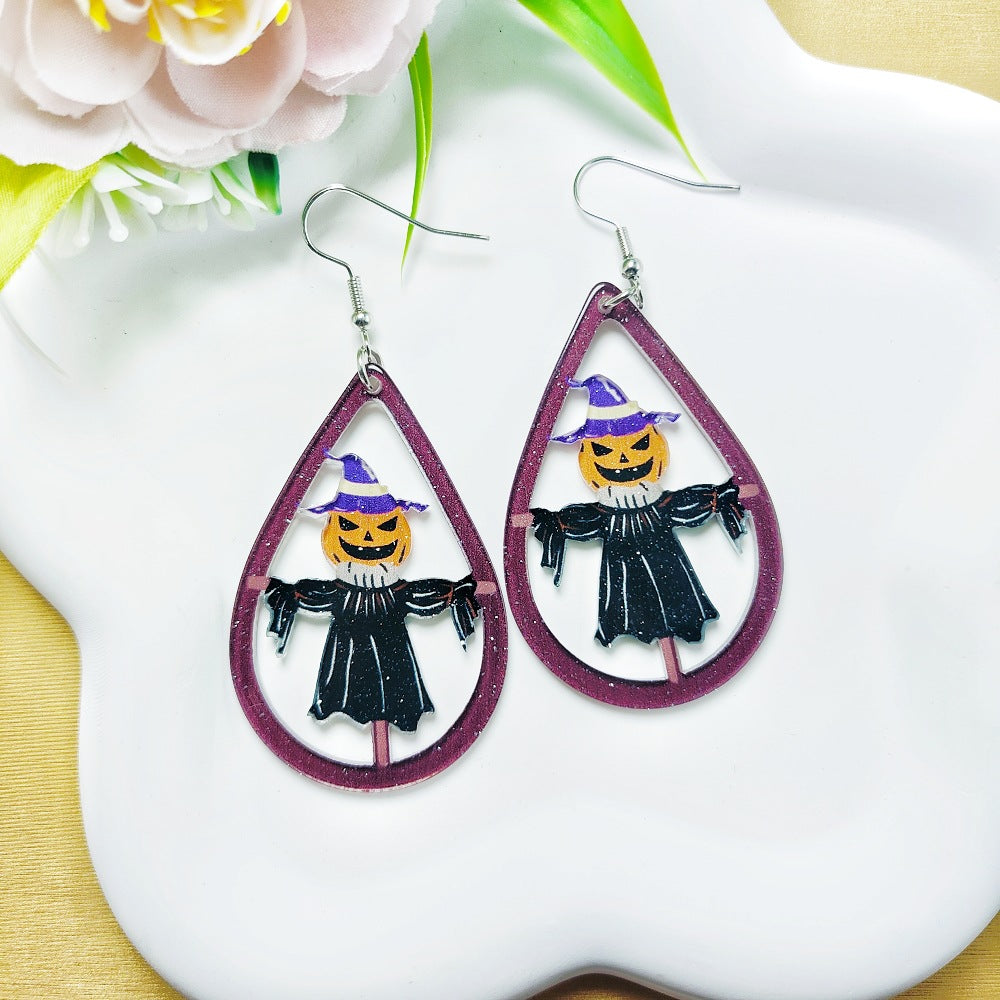 1 Pair Acrylic Floral Ghost Print Drop Earrings