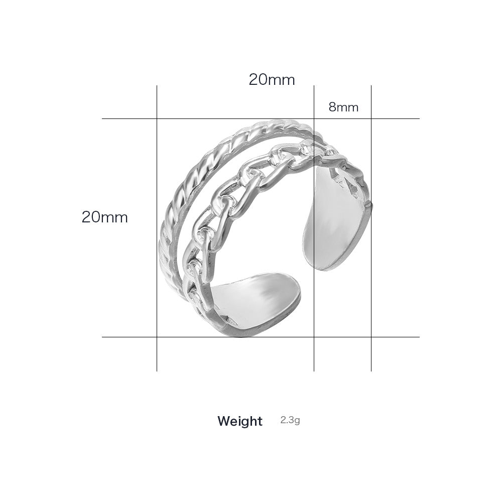 Fashion Geometric Open Adjustable Titanium Steel Ring