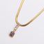 18K Gold Plated Rectangle Zircon Pendant Necklace with Stainless Steel Chain
