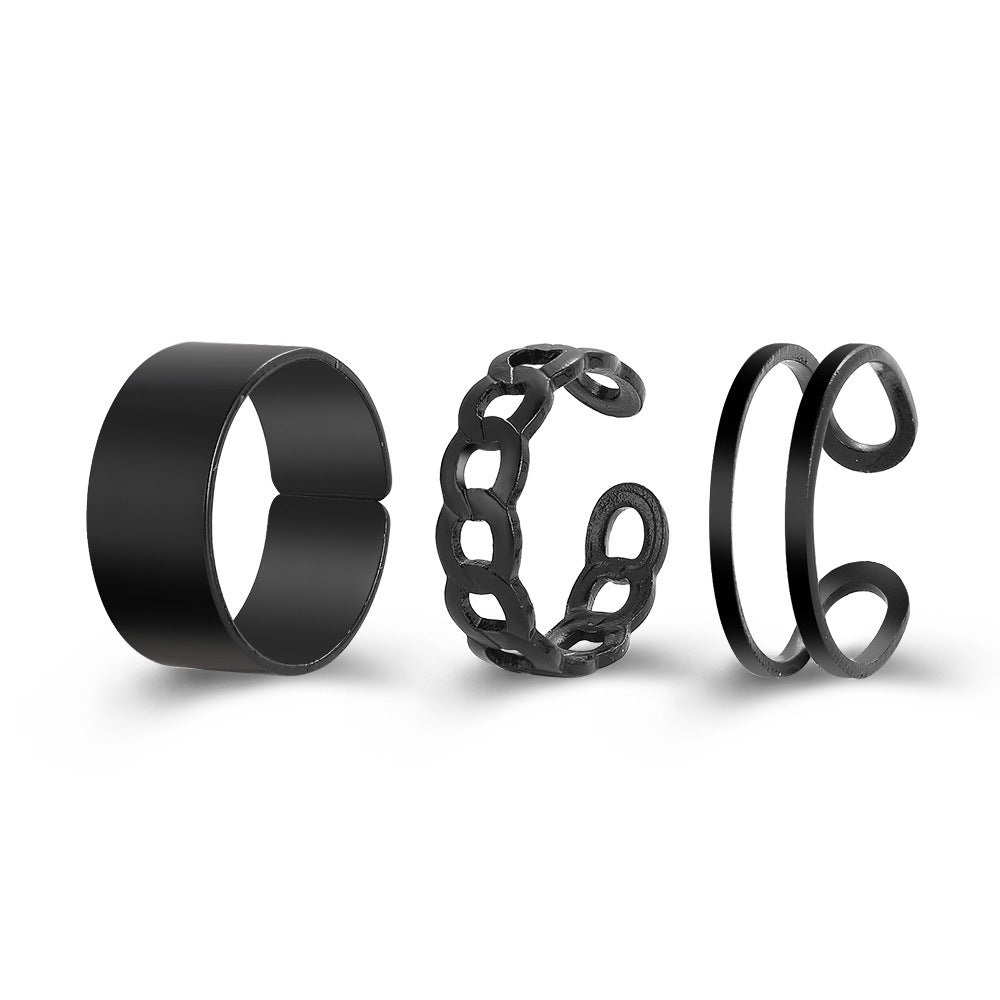 Fashion Geometric Chain Twist Ring Set - Three Pieces