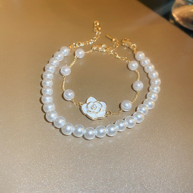 Fashion Heart Butterfly Pearl Bracelet with T-Shaped Buckle - Retro Love Design for Women