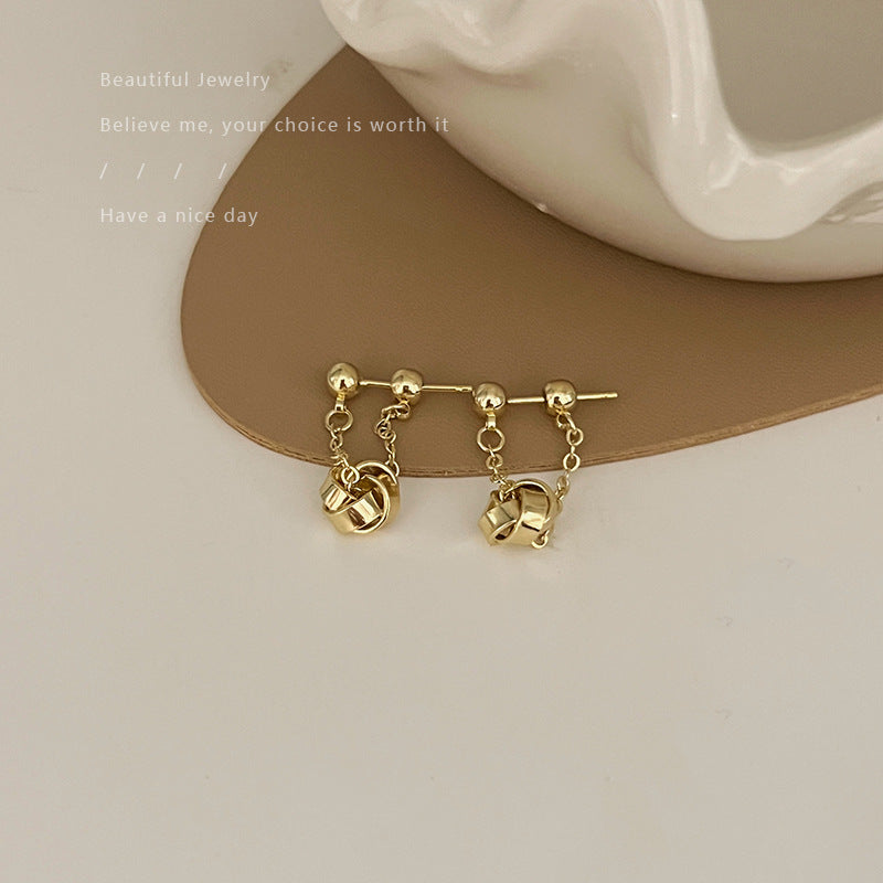 1 Pair Geometric Heart Shape Gold-Plated S925 Sterling Silver Stud Earrings - Niche Design High-End Streetwear Style