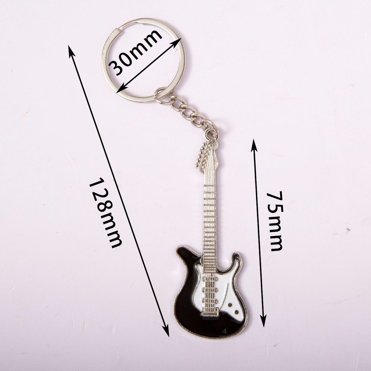 Cute Guitar Zinc Alloy Keychain with Custom Engraving