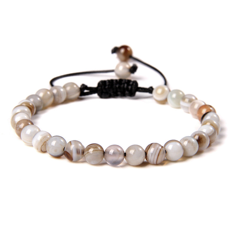 Ethnic Natural Stone Agate Beaded Adjustable Yoga Bracelet