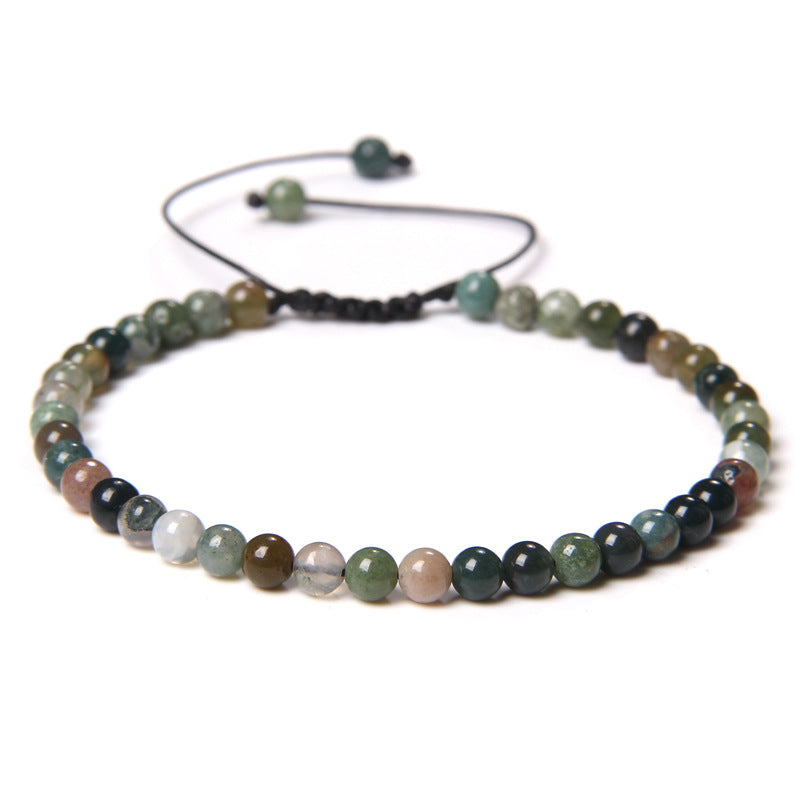 Natural Stone Beaded Bracelet with 4mm Agate Gemstone Beads