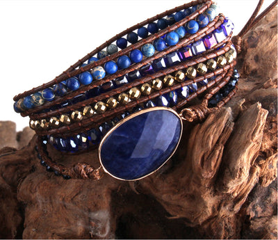 Ethnic Style Natural Stone Beaded Multi-Layer Wrap Bracelet