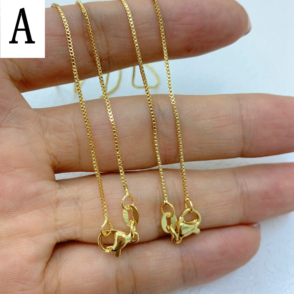 Solid Color 18k Gold Plated Copper Necklace Chain DIY Jewelry Accessories