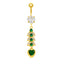 Elegant Heart Belly Ring with Zirconia and Gold Plated Stainless Steel