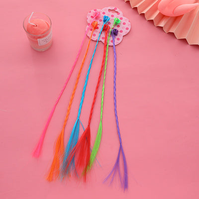 Children's Braided Colorful Hair Clip Wig Headdress for Stage Performance