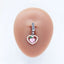 Casual Heart-Shaped Opal and Rhinestone Belly Ring Set in Stainless Steel and White Gold Plating