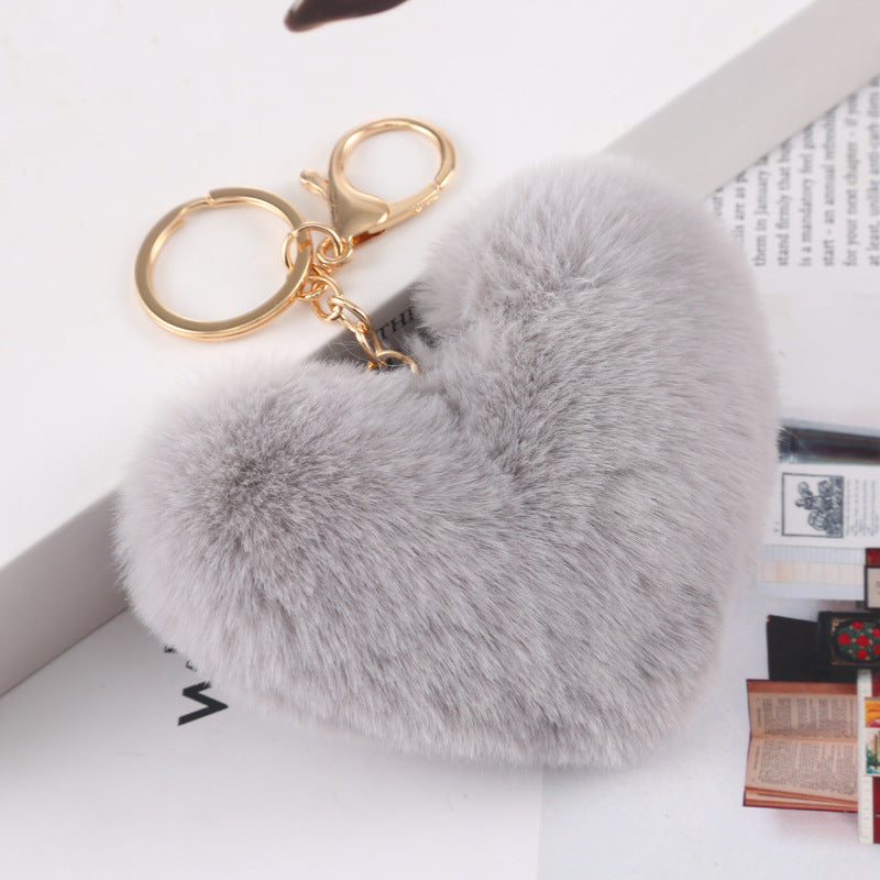 Cute Heart Shaped Plush Keychain for Bags and Cars