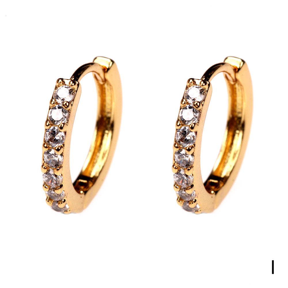 Rainbow Colorful Zircon Hoop Earrings 18k Gold Plated Copper