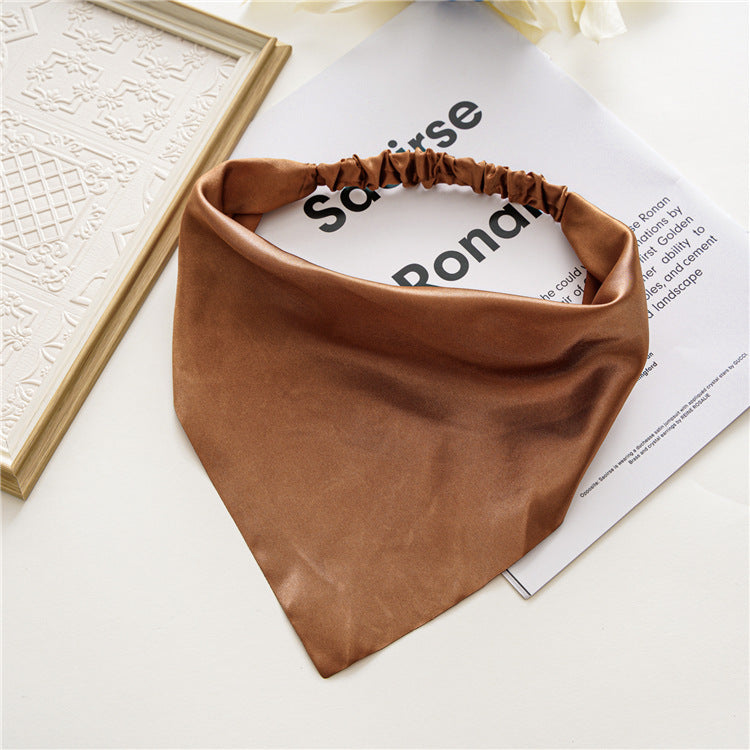 Simple Solid Color Satin Ribbon Headscarf for Women