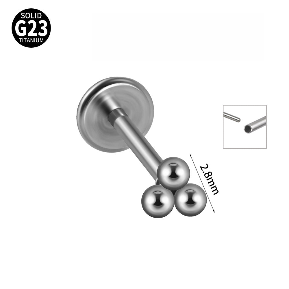 G23 Titanium Zirconia Geometric Ear Cartilage and Lip Rings with Dog Paw and Sun Design