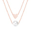 Sweet Heart Pearl Stainless Steel Layered Necklace for Women