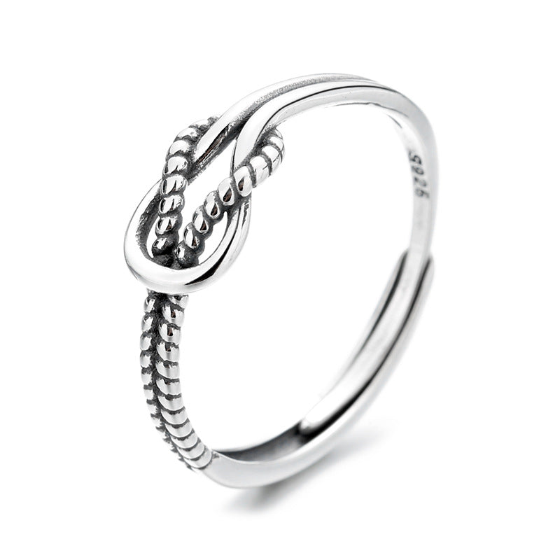 Sterling Silver Geometric Twist Knot Open Ring