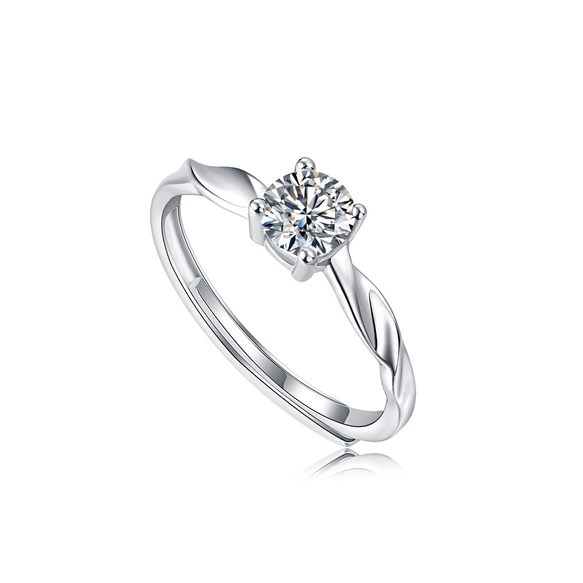 Elegant Sterling Silver Moissanite Adjustable Couple Ring