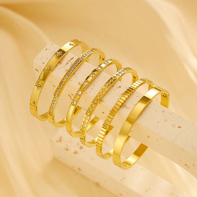 Simple Style Solid Color Titanium Steel Wholesale Bangle