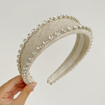 Vintage Rhinestone Embellished Solid Color Headband