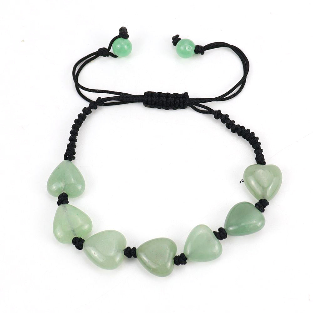 Simple Heart Shape Natural Stone Crystal Beaded Bracelet